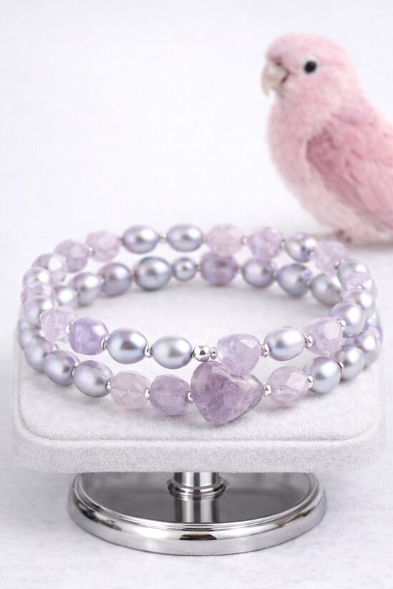 Dabīgo pērļu rokassprādze "Rozā grācija"